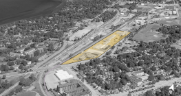 Ortho map of a possible passenger rail station site on Johnson Street